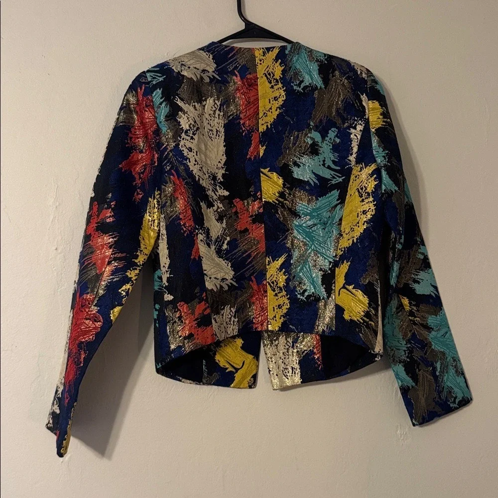 Jealous Tomato Women's‎ Abstract Metallic Brocade Open Front Blazer Multi Size S